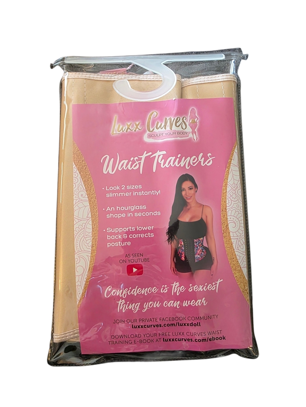 Luxx Curves Waist Trainer Beige Short Torso Corset Shapewear Compression Belt